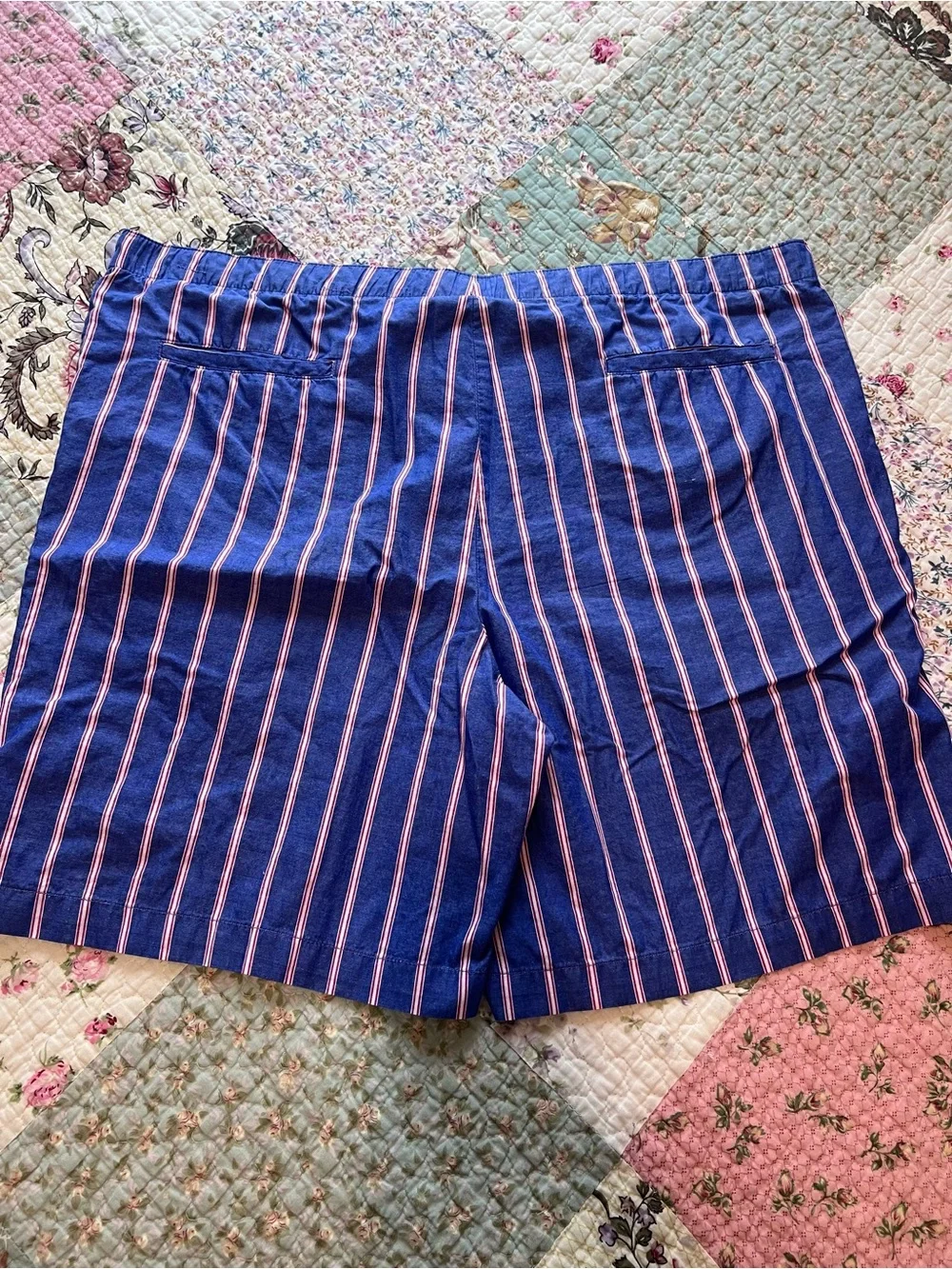Vintage 90s J. Crew Striped Cotton Shorts Blue Pink White Size L